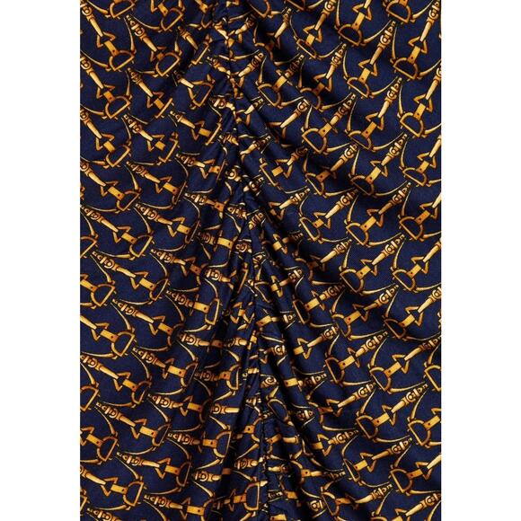 EUC Veronica Beard Neeta Ruched Jersey‎ Top Large Bit Print Stretch Long Sleeve - Picture 9 of 16